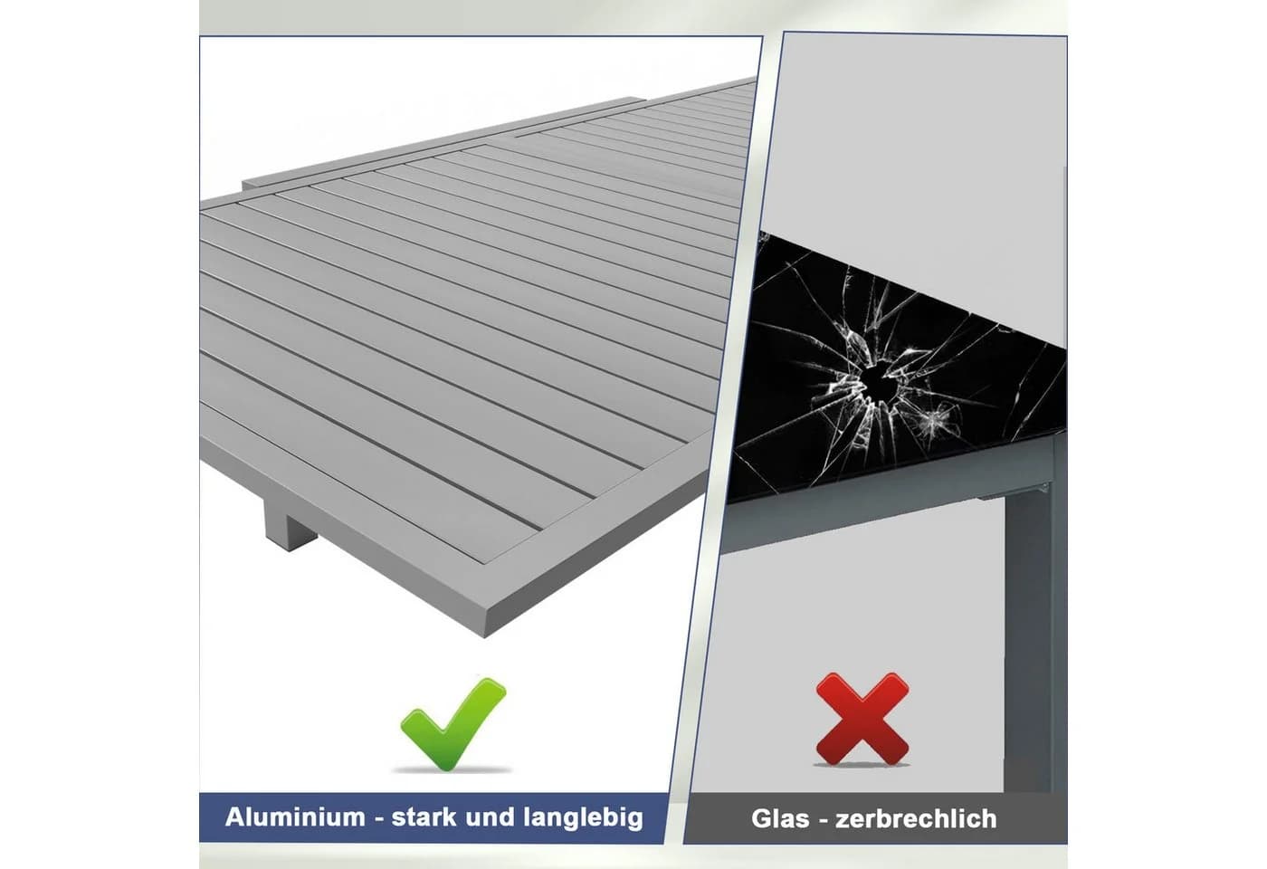 HOMALL Gartentisch Aluminium Ausziehtisch Garten-Essgruppe Grau - Bild 3