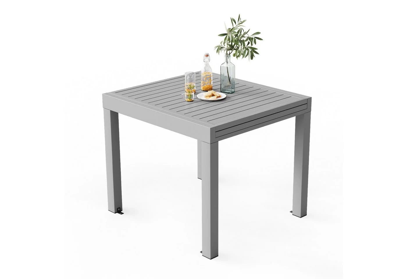 HOMALL Gartentisch Aluminium Ausziehtisch Garten-Essgruppe Grau - Bild 5