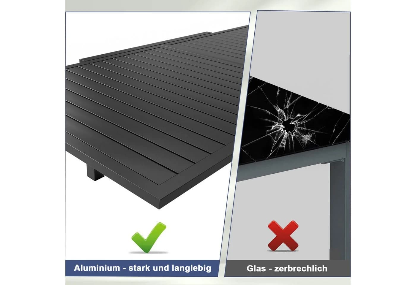 HOMALL Gartentisch Aluminium Ausziehtisch Gartenstuhl Grau Modern - Bild 4