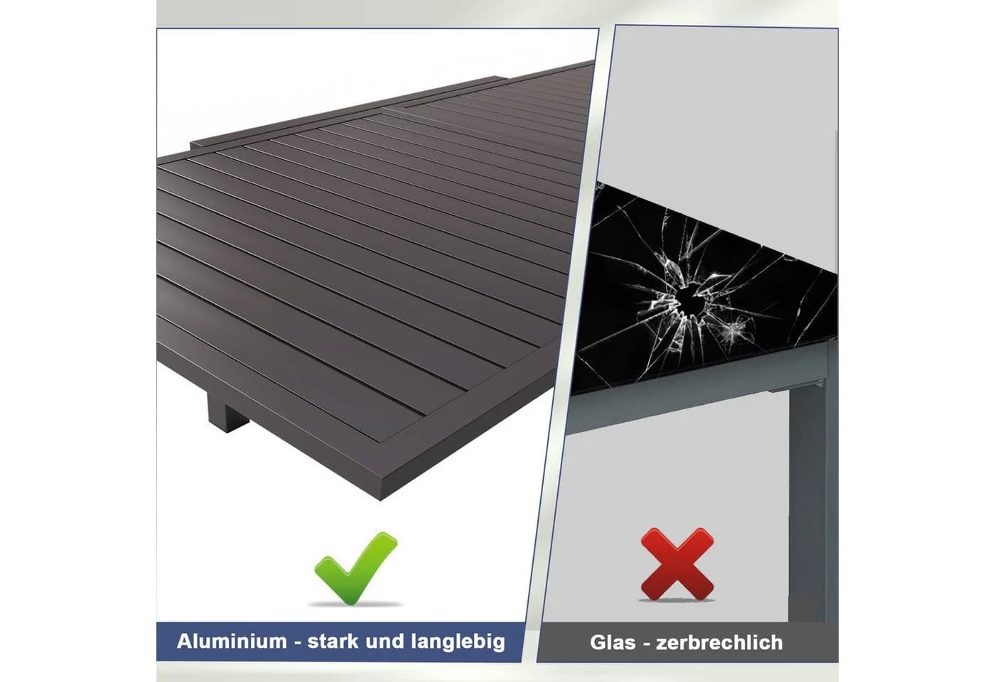 HOMALL Aluminium Garten-Essgruppe Ausziehtisch 160/260cm - Bild 4