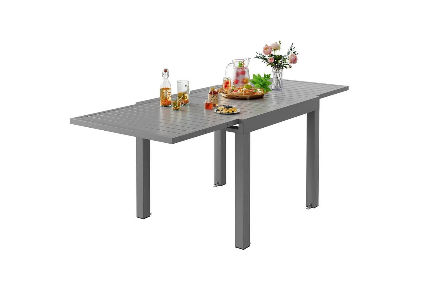 GUNJI Ausziehbarer Aluminium Gartentisch Grau Braun - Bild 3
