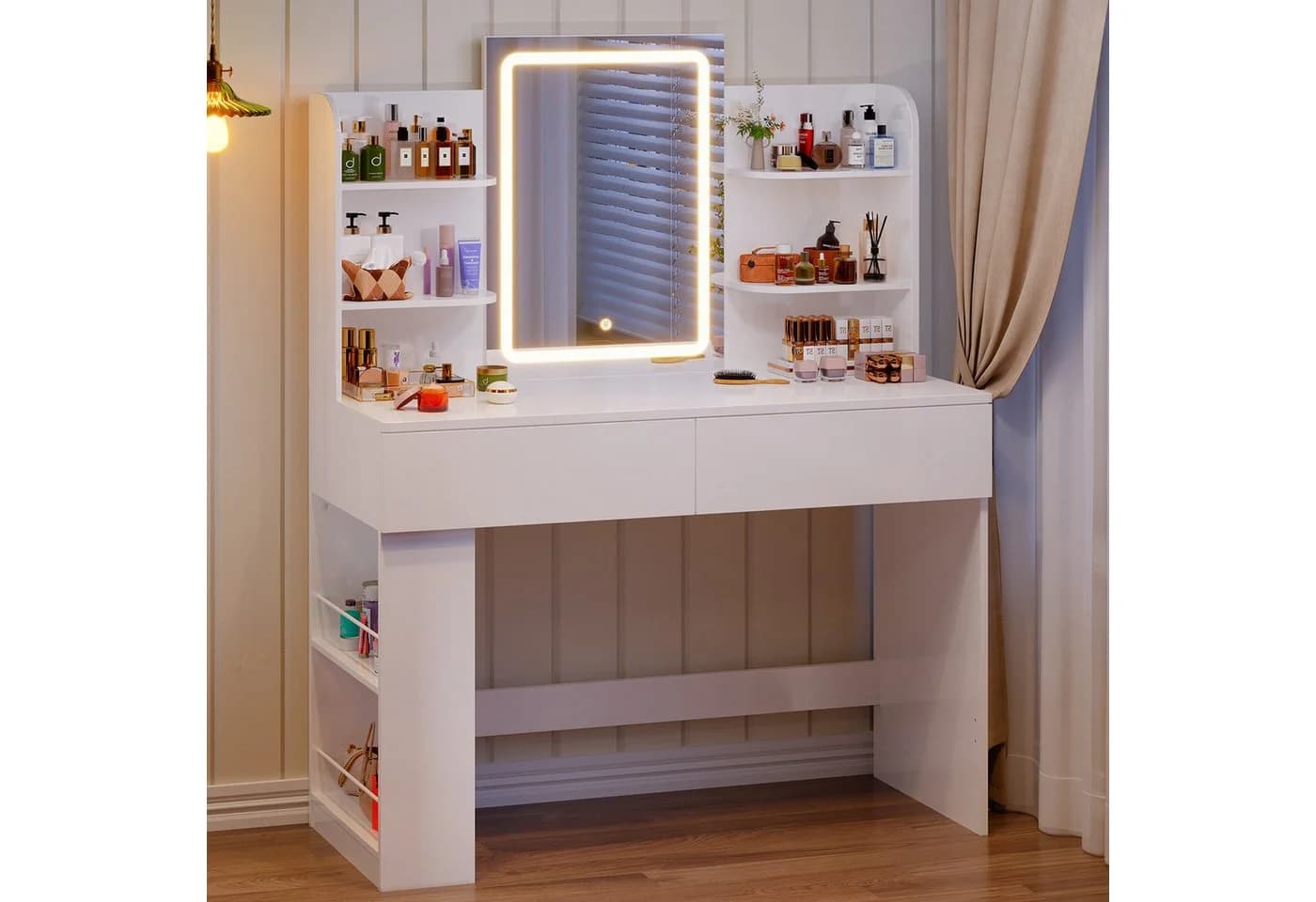 HOMALL Schminktisch mit LED-Beleuchtung und Stauraum