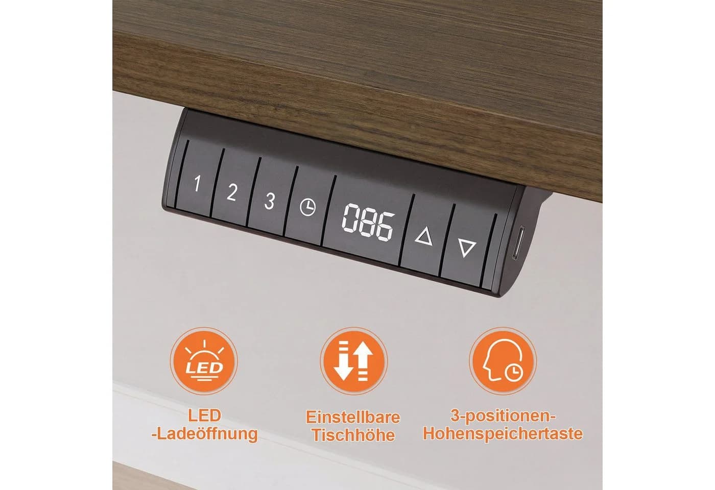 HOMALL Höhenverstellbarer Elektrischer Schreibtisch mit USB-Ladeanschluss - Bild 4