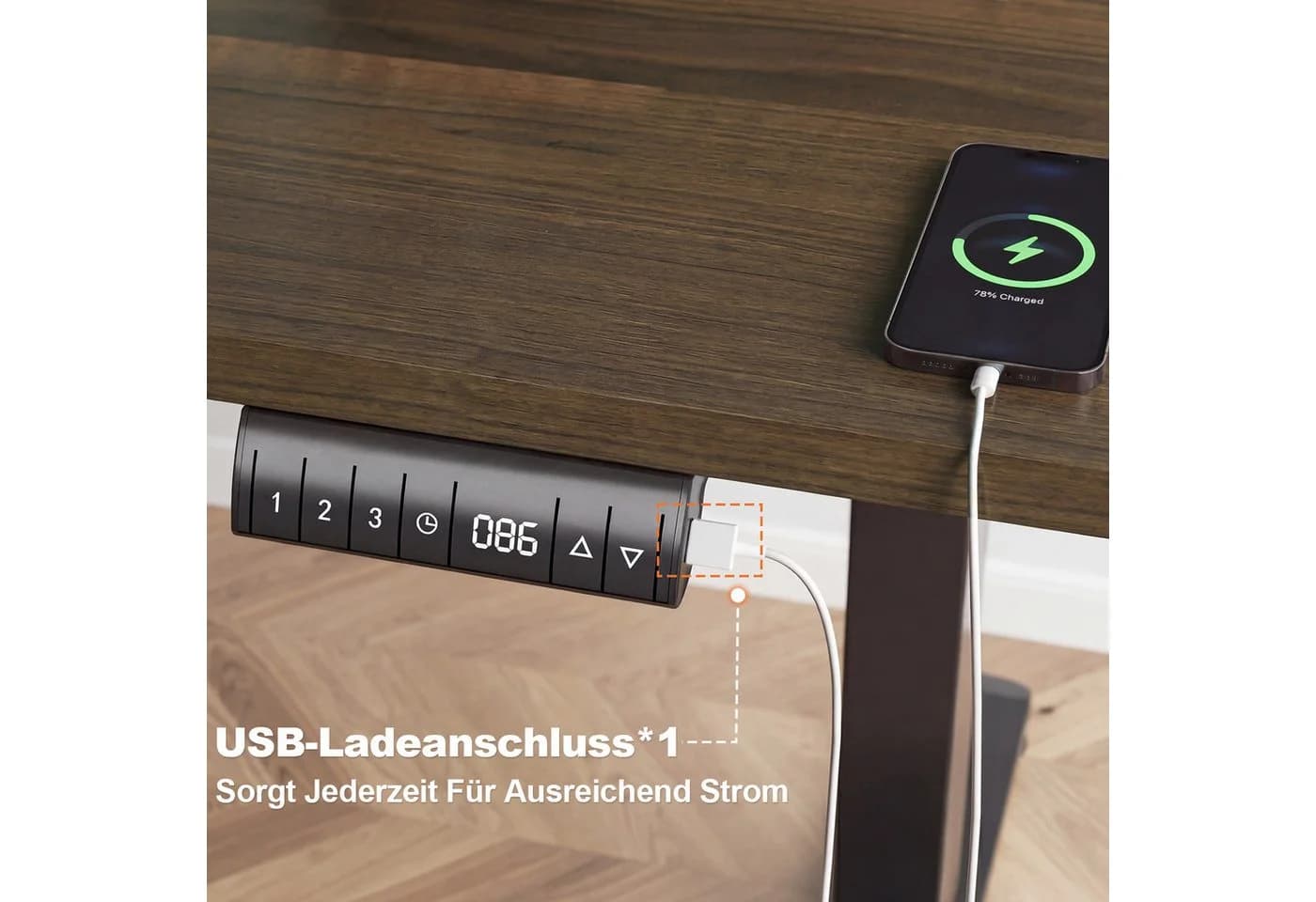 HOMALL Höhenverstellbarer Elektrischer Schreibtisch mit USB-Ladeanschluss - Bild 5