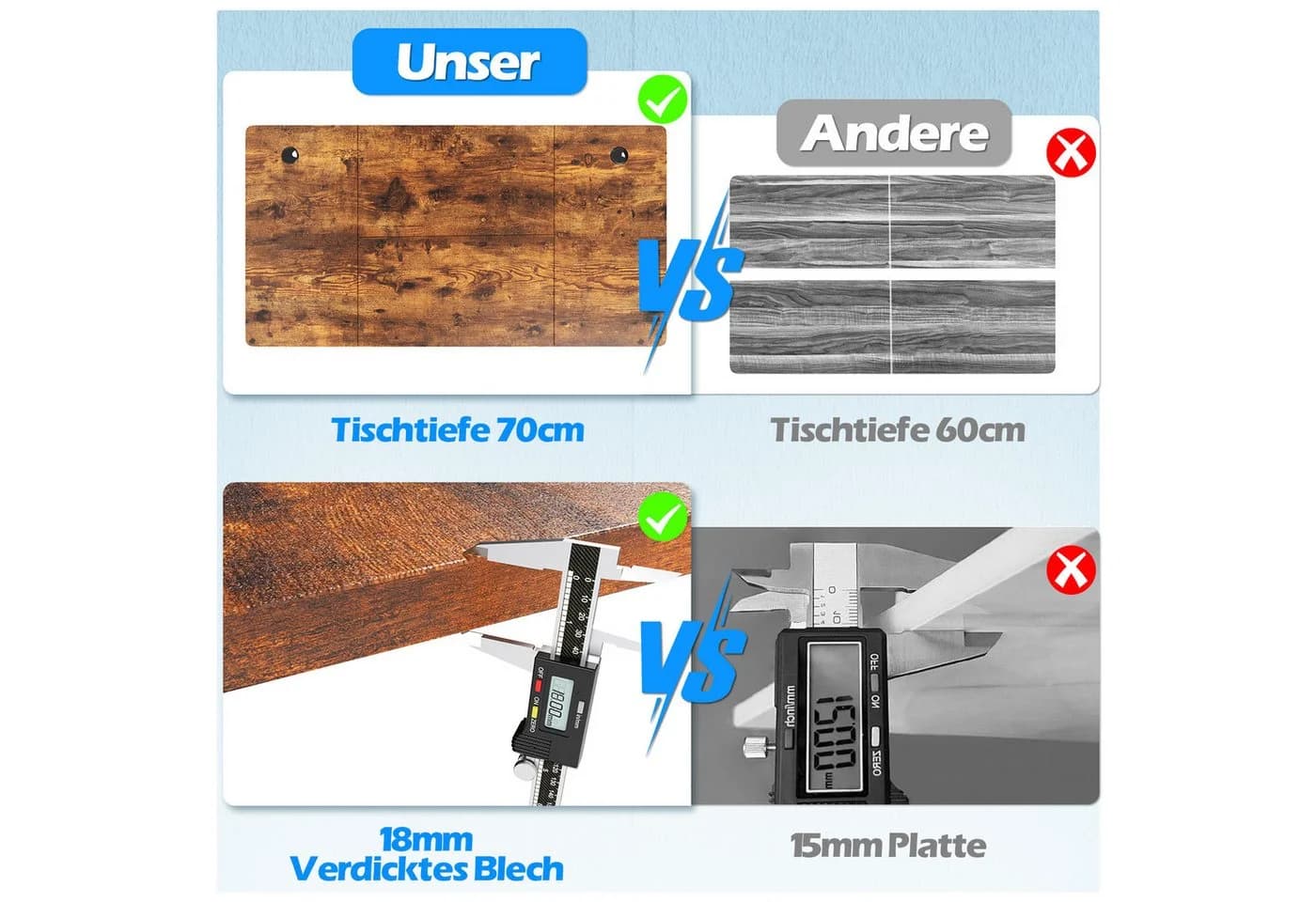 HOMALL Elektrischer Schreibtisch Höhenverstellbar Braun - Bild 3