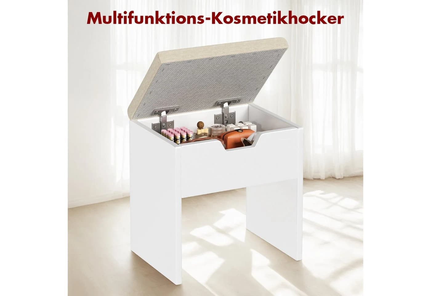 HOMALL Schminkhocker mit Stauraum und massivholz-Beinen
