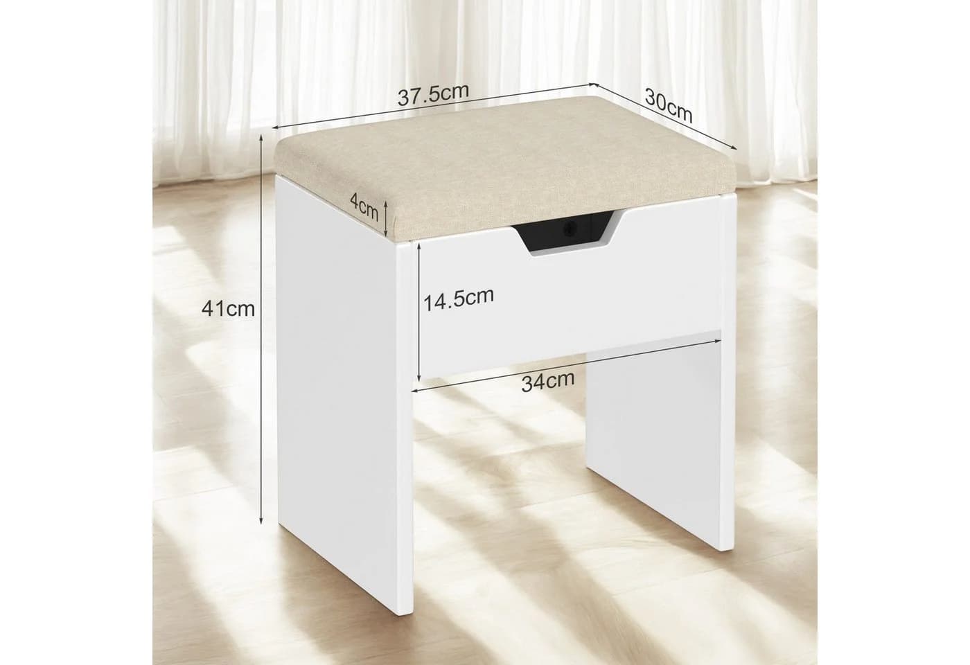 HOMALL Schminkhocker mit Stauraum und massivholz-Beinen - Bild 2