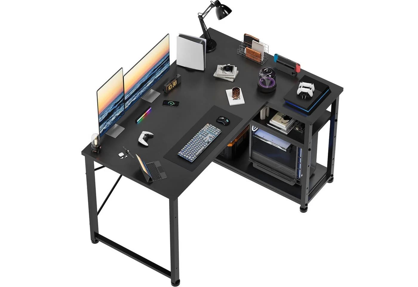 GUNJI Eckschreibtisch Umkehrbarer L-förmiger Computer Schreibtisch mit Hutch - Bild 2