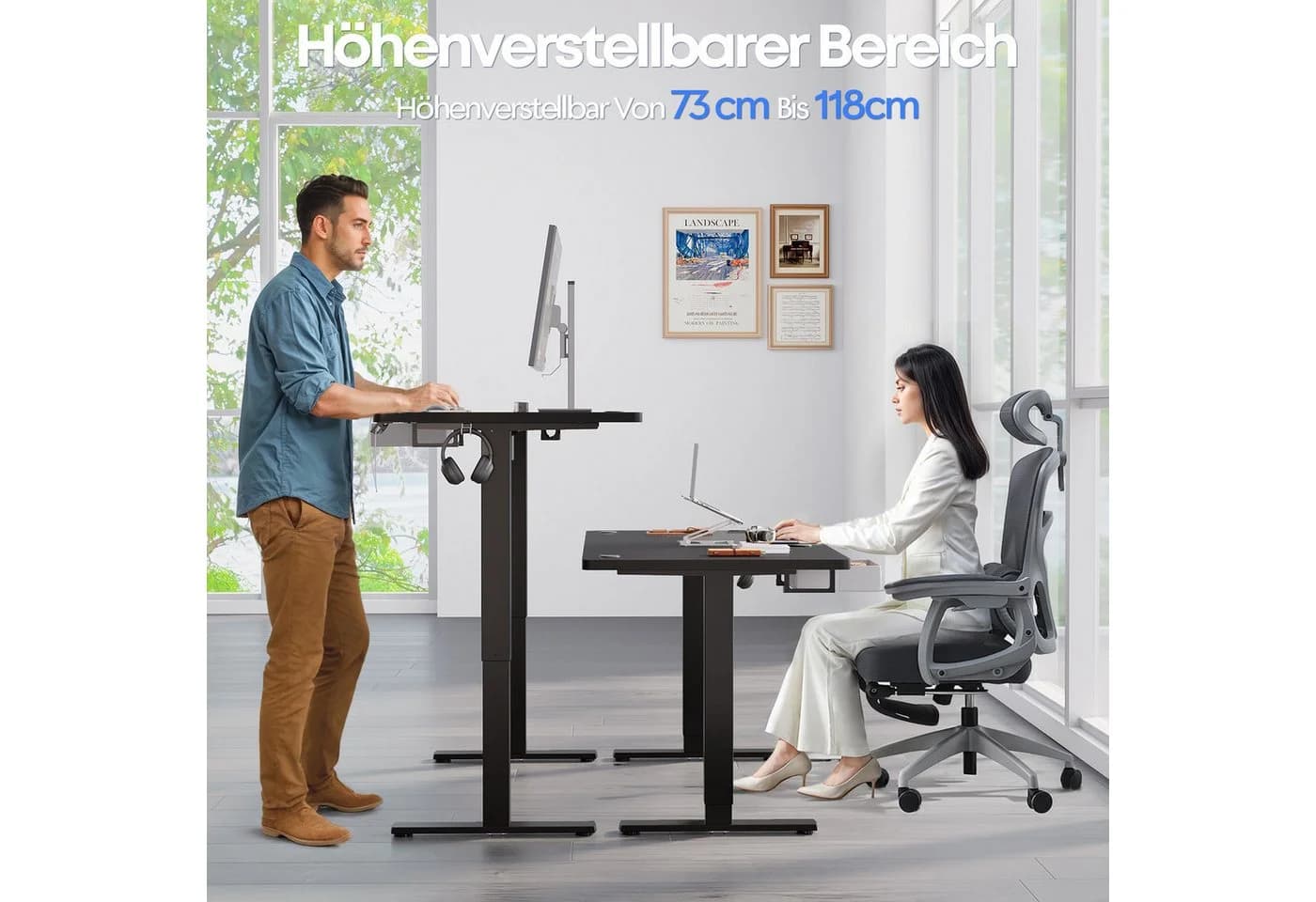 HOMALL Schreibtisch mit Memory-Funktion, höhenverstellbar, breitere Tischplatten - Bild 4