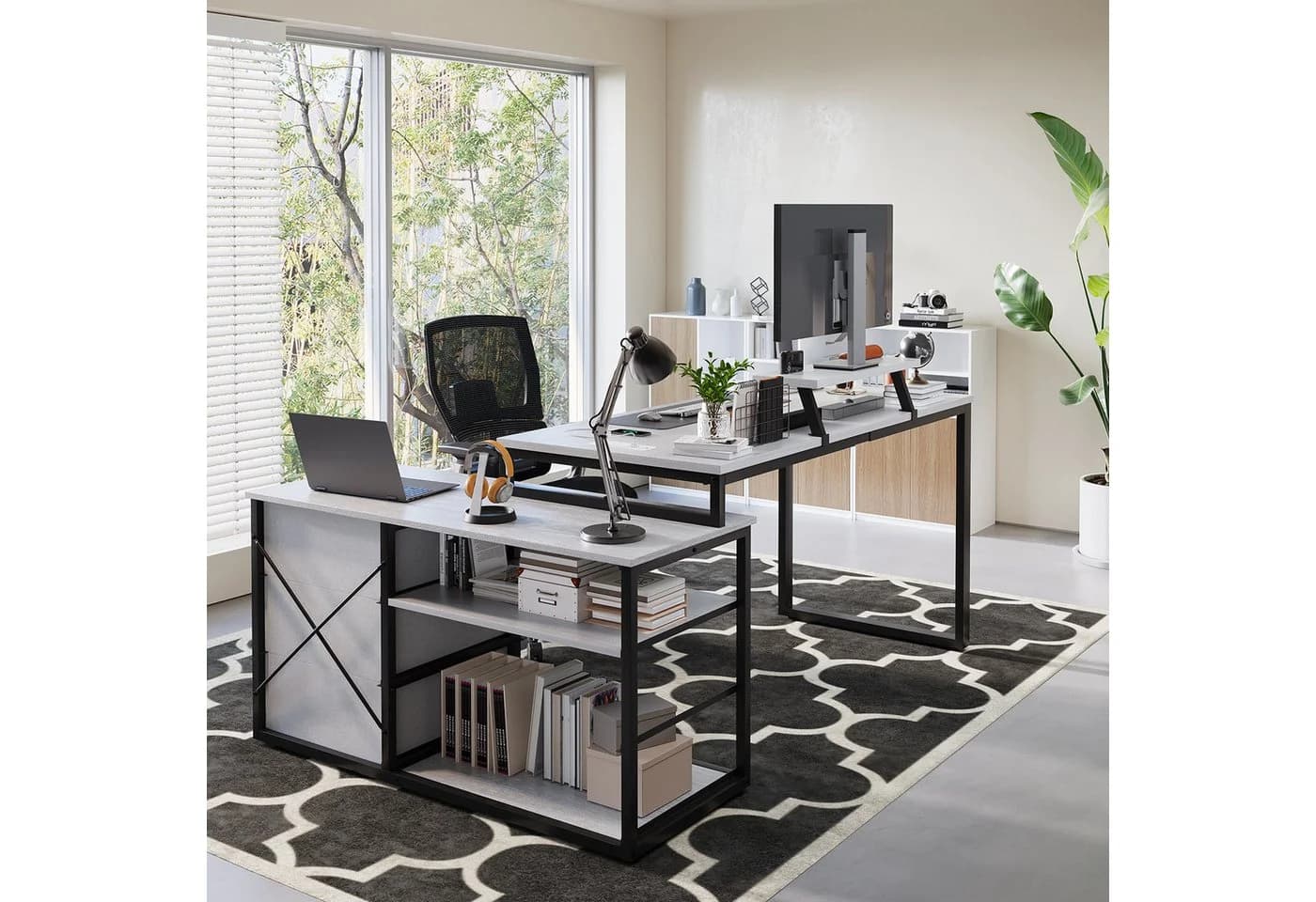 Furnicopia Eckschreibtisch 140cm mit Monitorarm, Computertisch mit drehbarer Tischplatte - Bild 4