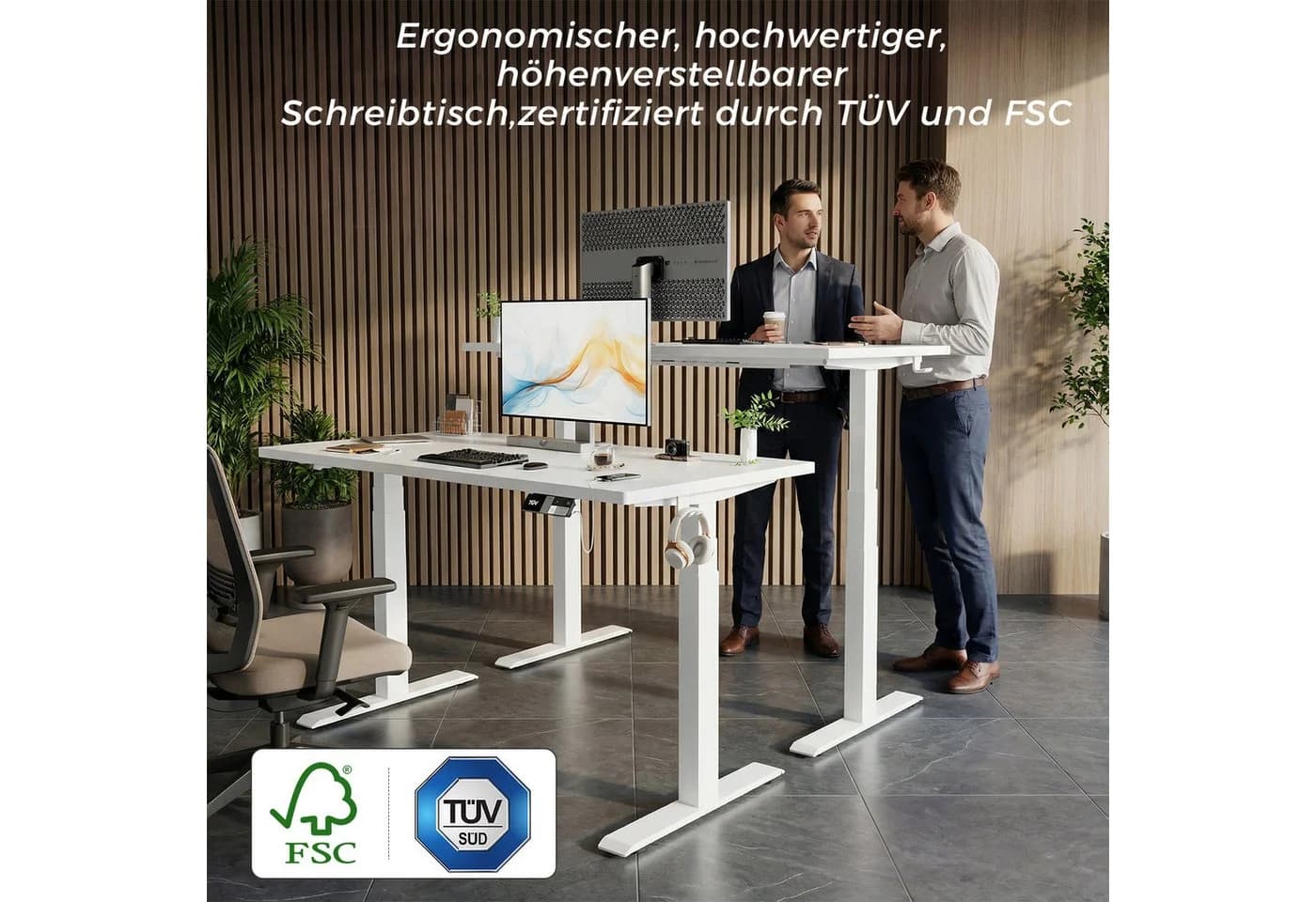 HOMALL Elektrischer Höhenverstellbarer Schreibtisch Weiß