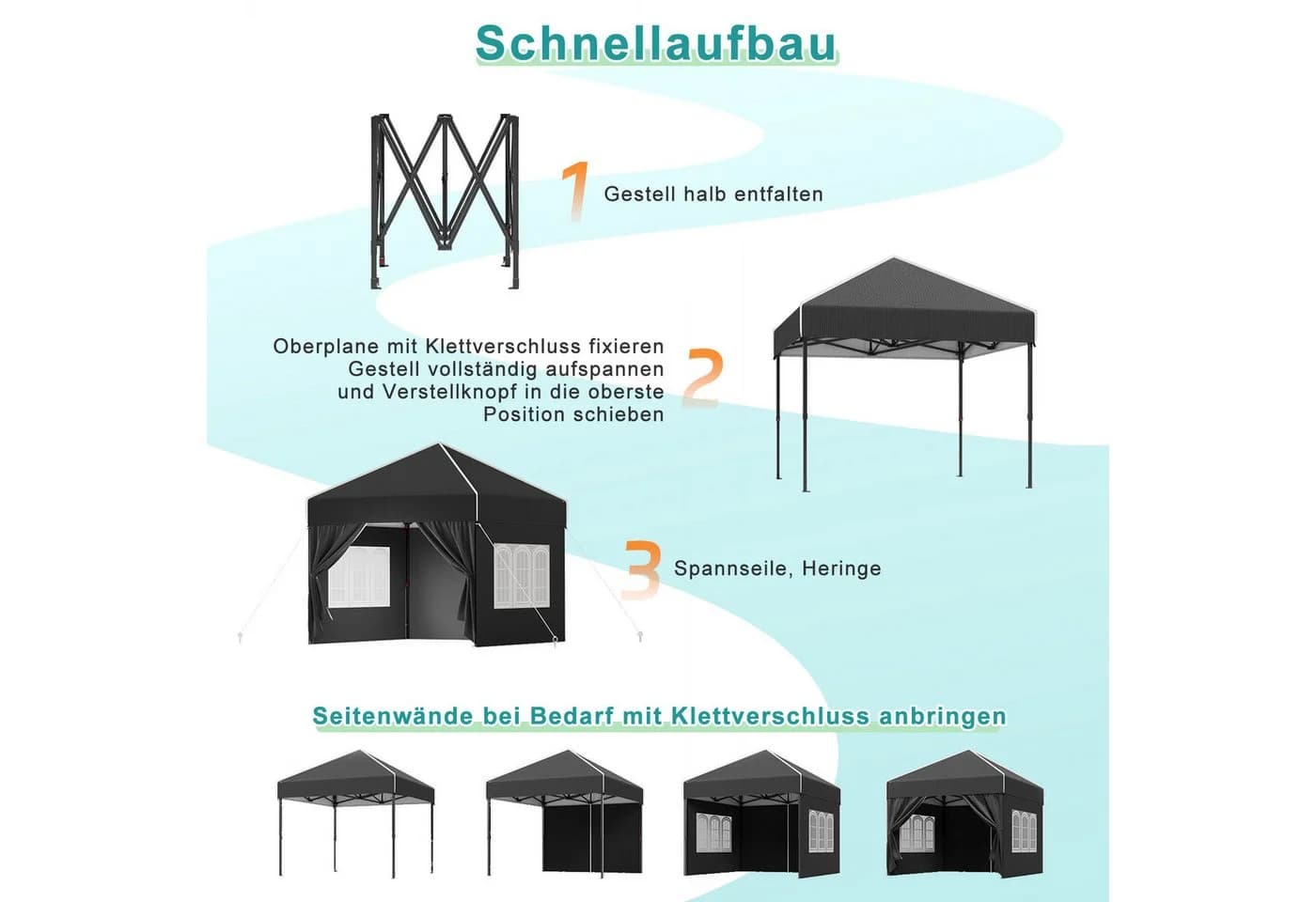 HOMALL Pavillon winterfest und wasserdicht 3x3/3x4.5/3x6m Faltpavillon Gartenpavillon - Bild 5