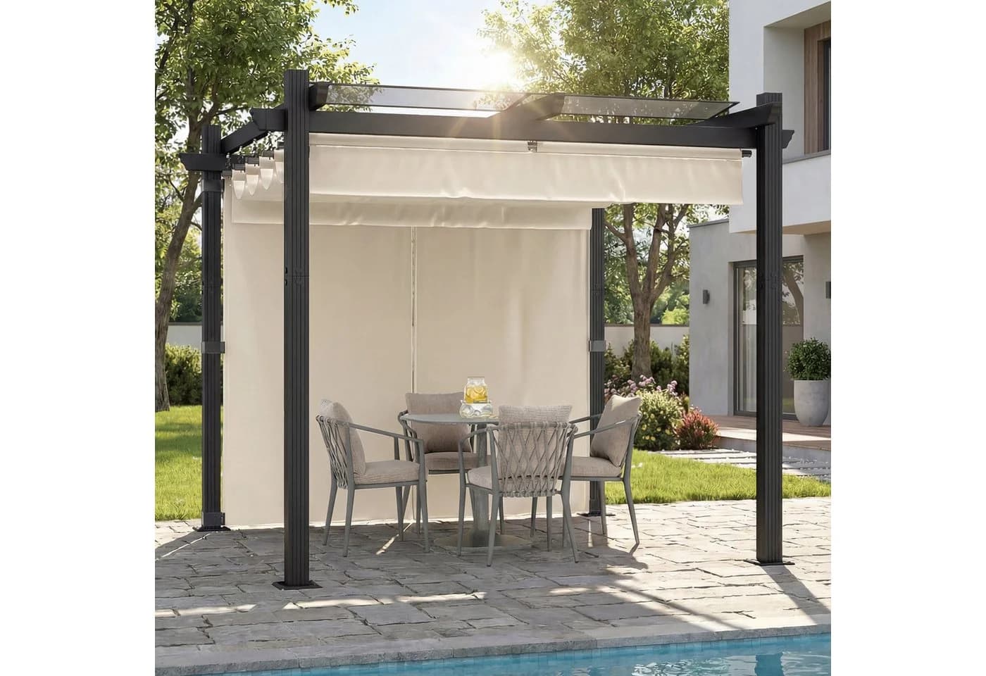 GUNJI Pergola 3x3/3x4m Winterfest mit Schiebedach - Bild 2