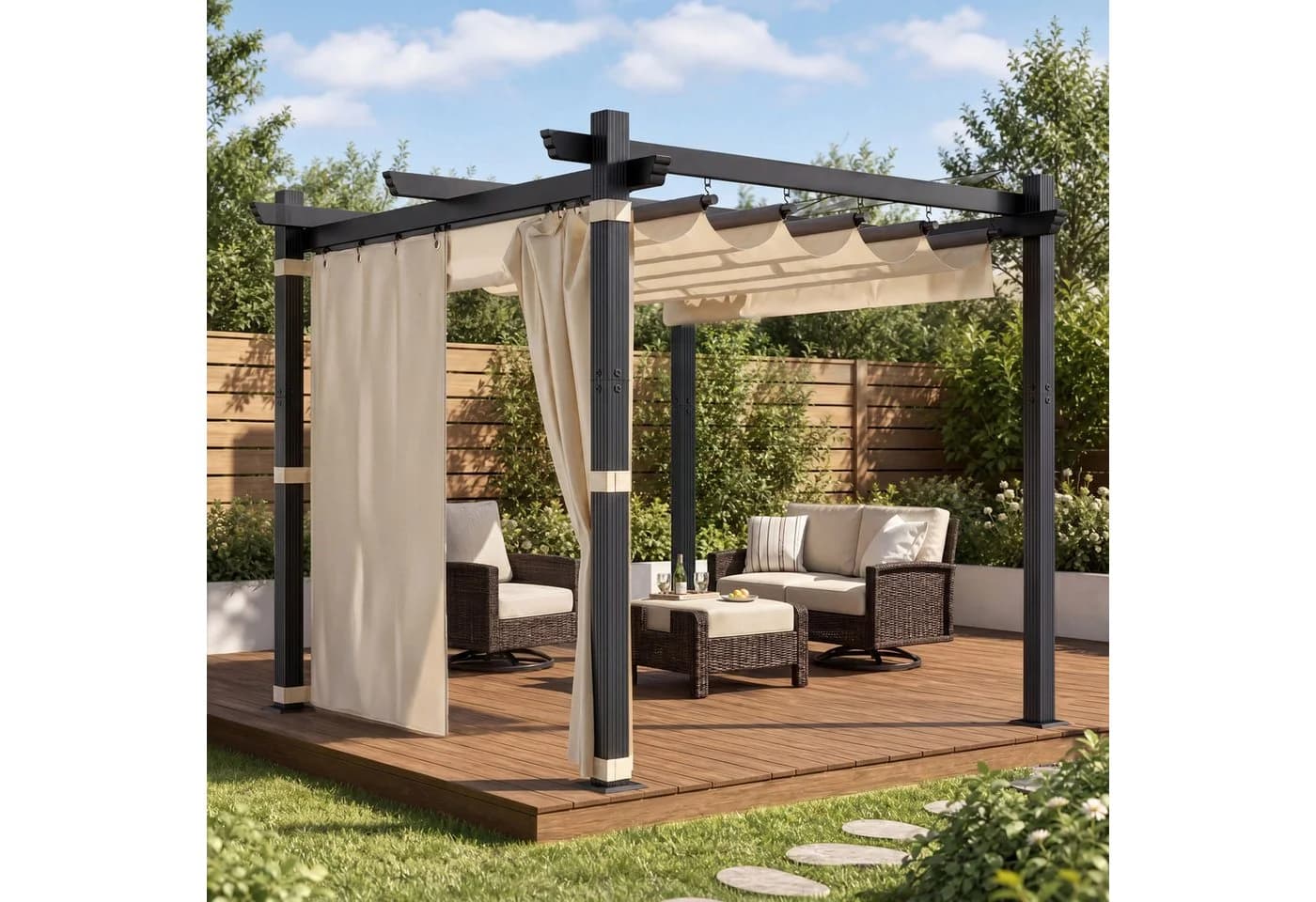 GUNJI Pergola 3x3/3x4m Winterfest mit Schiebedach - Bild 3