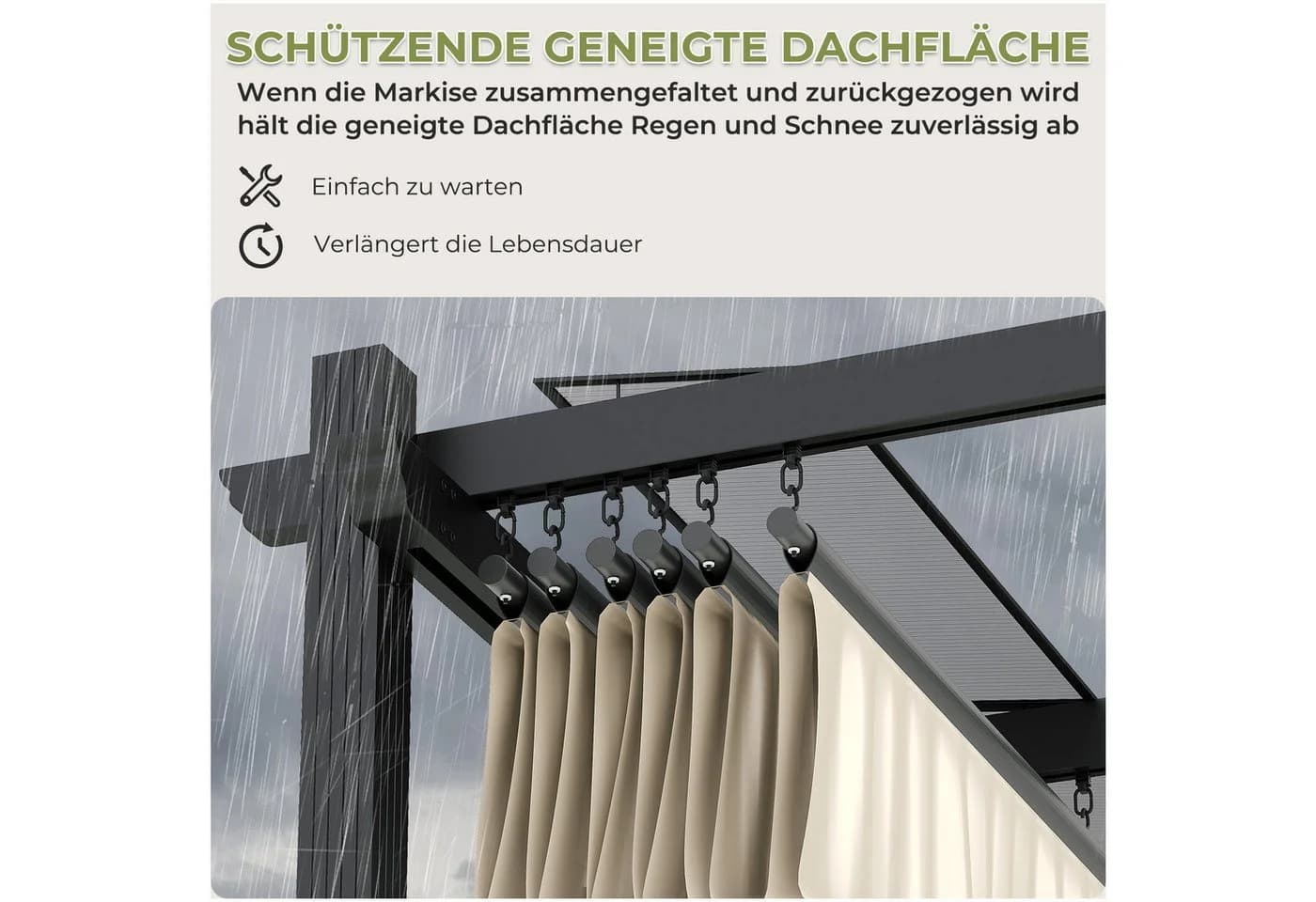 GUNJI Pergola 3x3/3x4m Winterfest mit Schiebedach - Bild 5