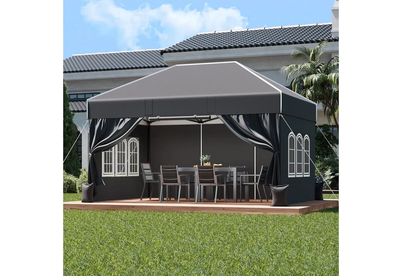 GUNJI Faltpavillon wasserdicht mit UV-Schutz & Seitenteilen - Bild 4