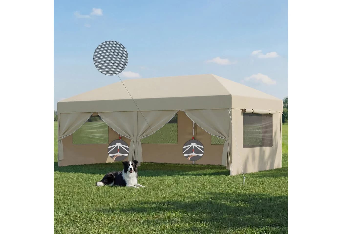 HOMALL Faltpavillon Beige Höhenverstellbar mit UV-Schutz - Bild 2