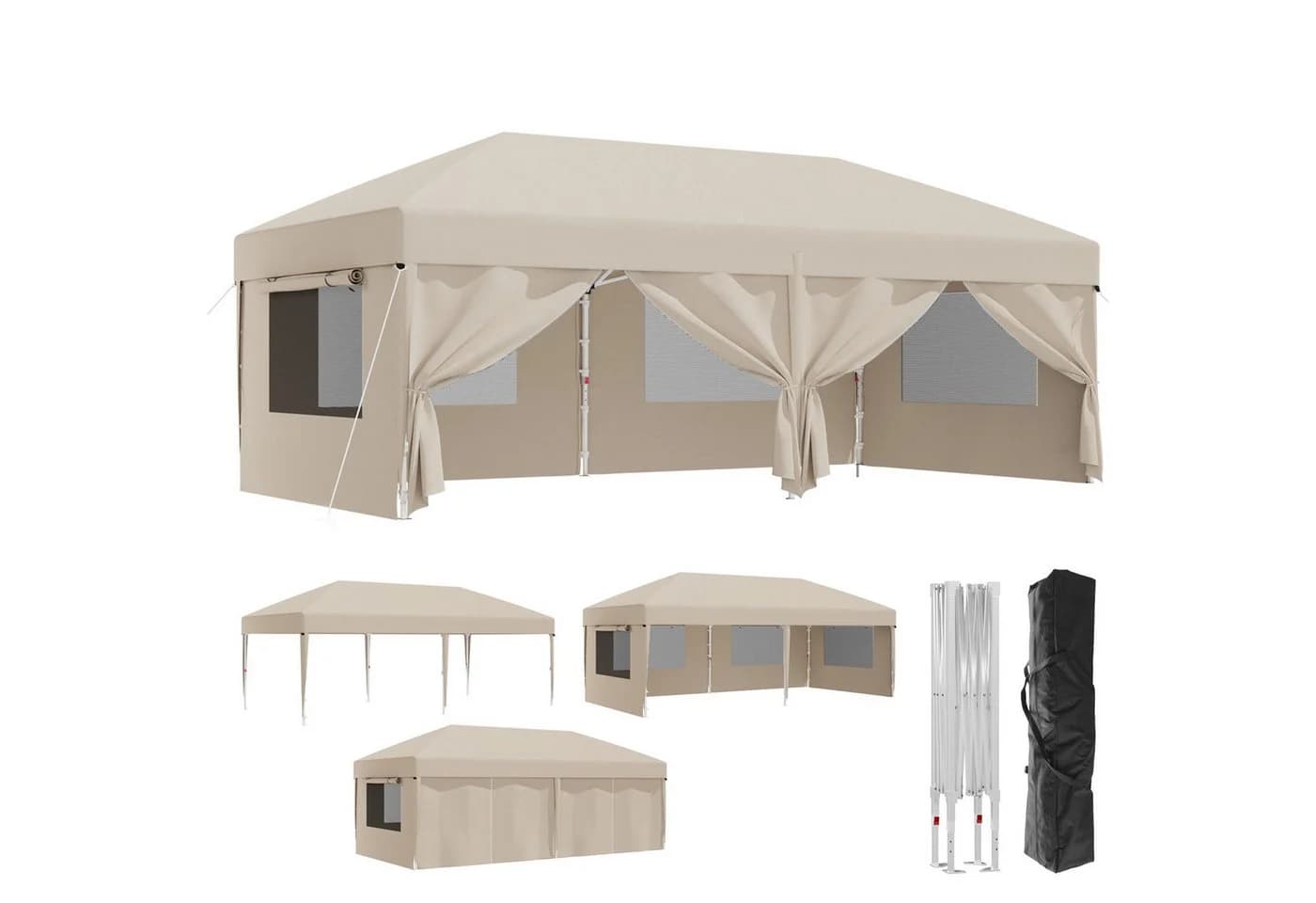 HOMALL Faltpavillon Beige Höhenverstellbar mit UV-Schutz - Bild 5