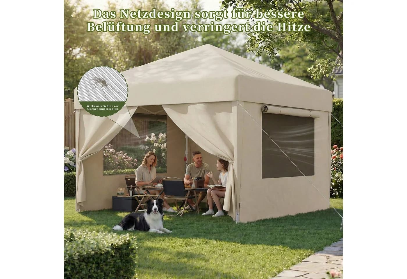HOMALL Faltpavillon 3x3/3x6 m Gartenpavillon Pop Up Pavillon Beige