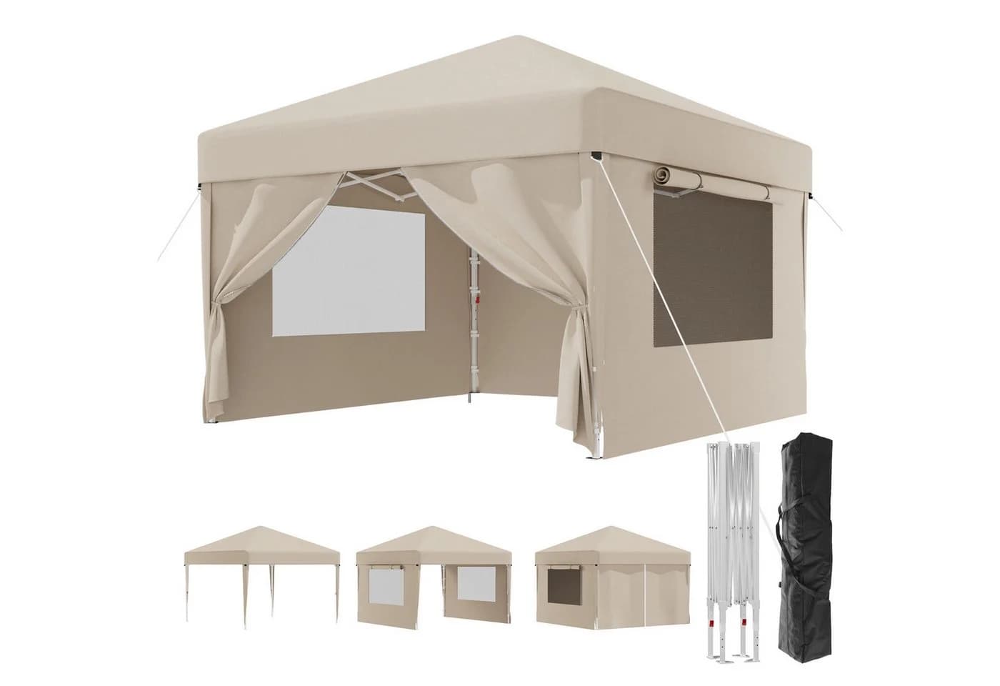HOMALL Faltpavillon 3x3/3x6 m Gartenpavillon Pop Up Pavillon Beige - Bild 4