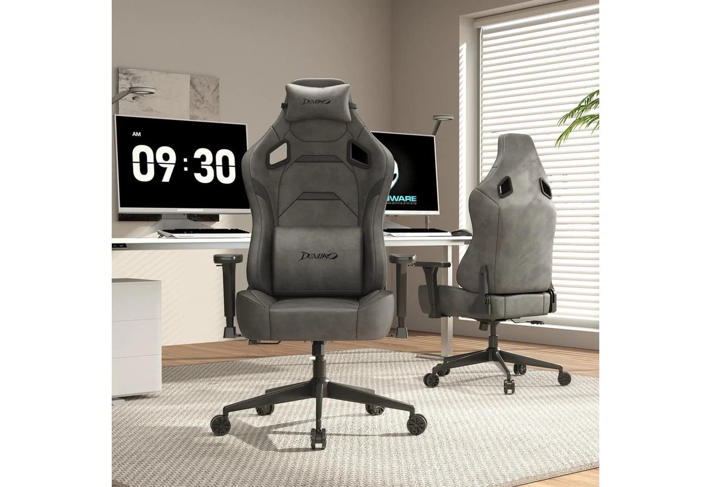 Devoko Gaming-Stuhl Luxuriöser Wildlederimitat Ergonomisch & Großzügigem Sitz