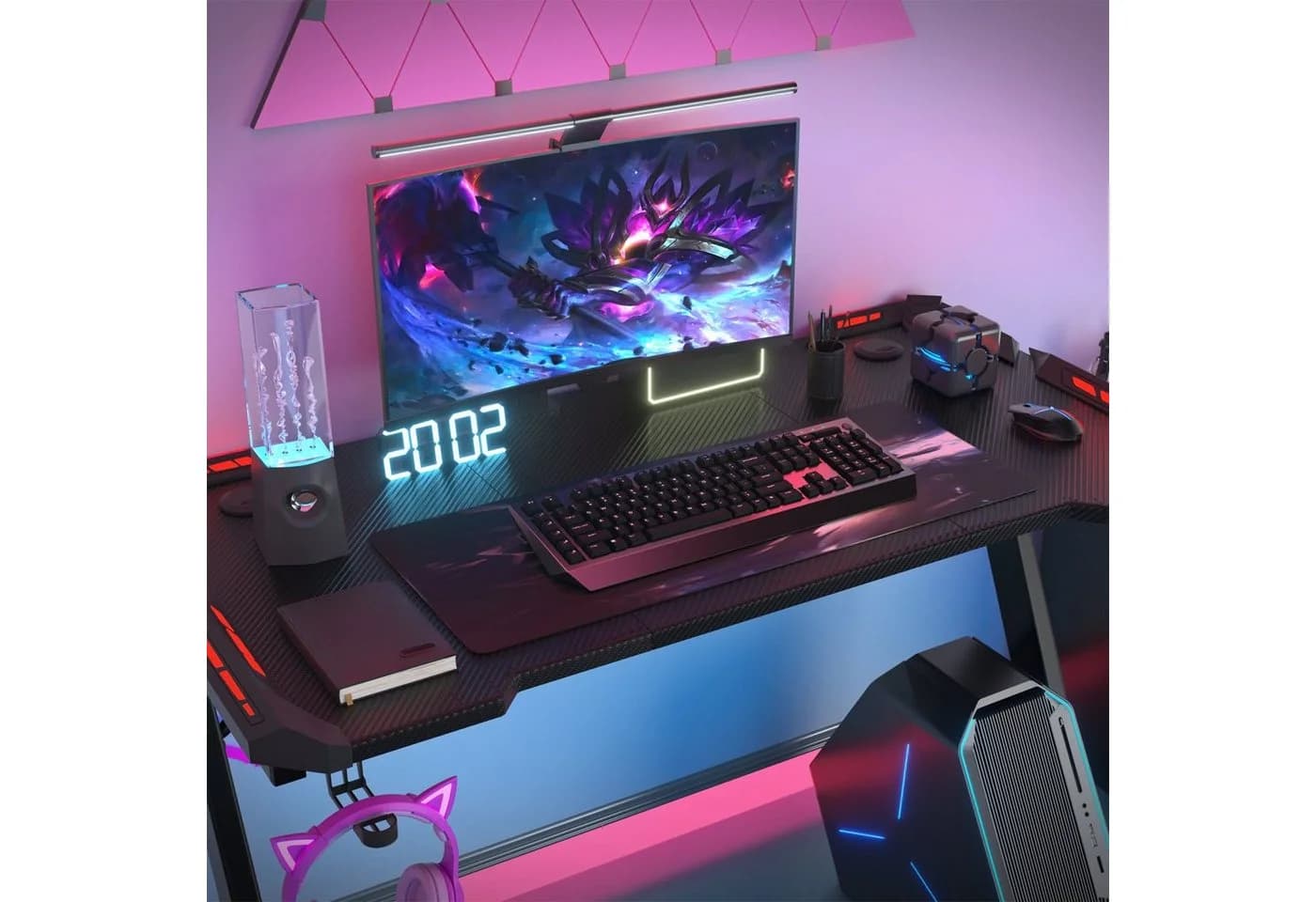 HOMALL Gamingtisch LED Gaming Tisch, RGB-Lichtleiste, Z-förmige Tischbeine - Bild 3
