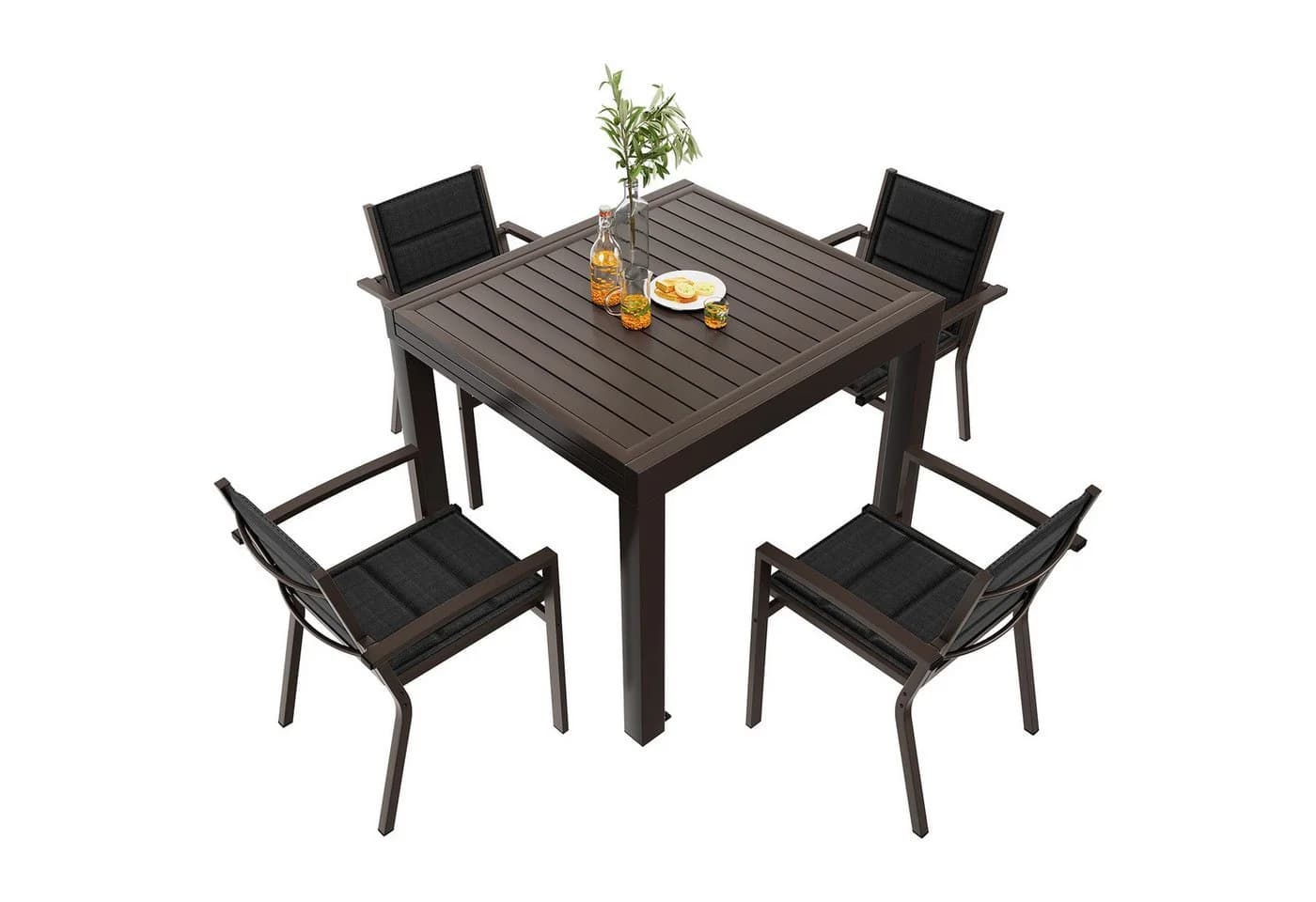 GUNJI Aluminium-Gartenset Stapelstuhl mit ausziehbarer Tischplatte - Bild 3