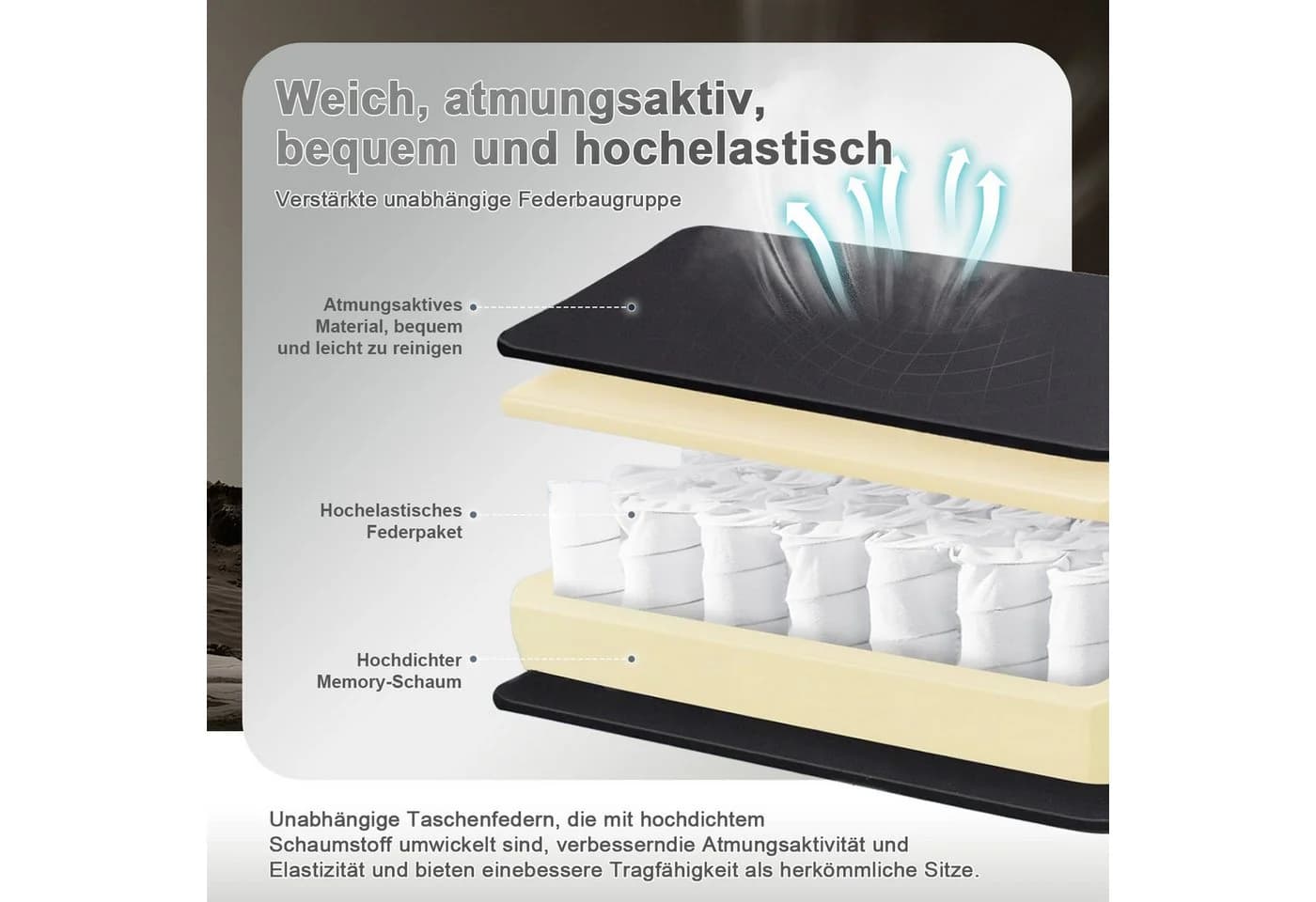 HOMALL Gaming-Stuhl Massage-Bürostuhl Stoff Fußstütze Kopfstütze - Bild 3