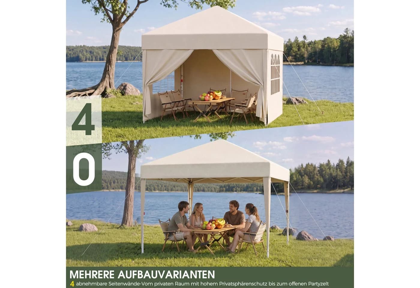 HOMALL Höhenverstellbarer Faltpavillon Beige mit UV-Schutz 50+ - Bild 5