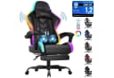 HOMALL Gaming-Stuhl mit LED, Massage & Fußstütze - Schwarz Bild 2