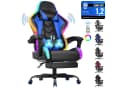 HOMALL Gaming-Stuhl mit LED & Massage, Ergonomisch, Kunstleder, Blau Bild 2