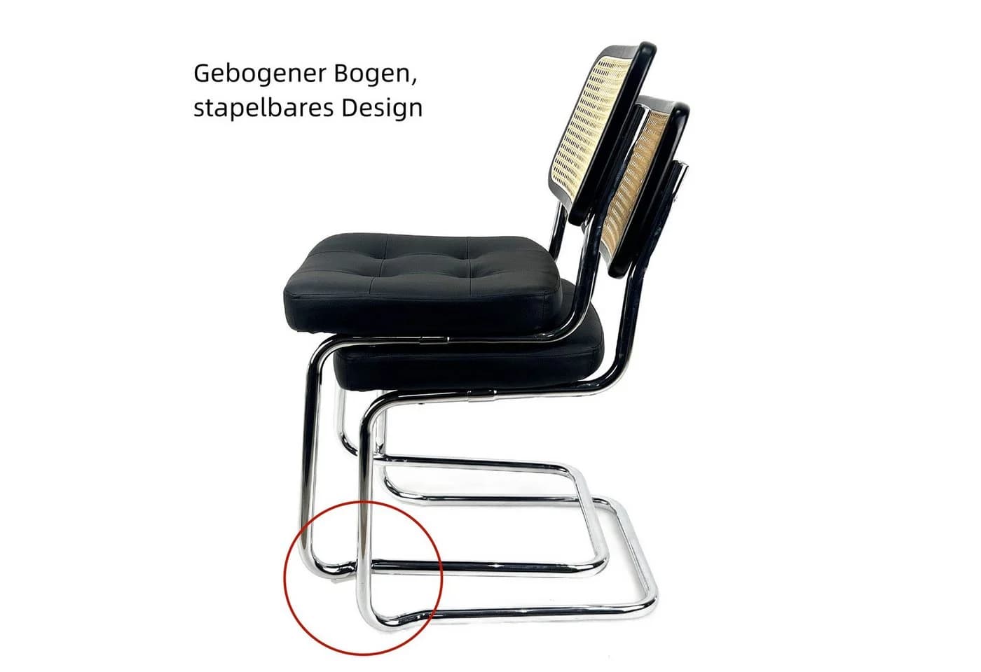 SEHAUSEU Freischwinger Schwingstuhl 2er Set Schwarz Kunstleder - Bild 4