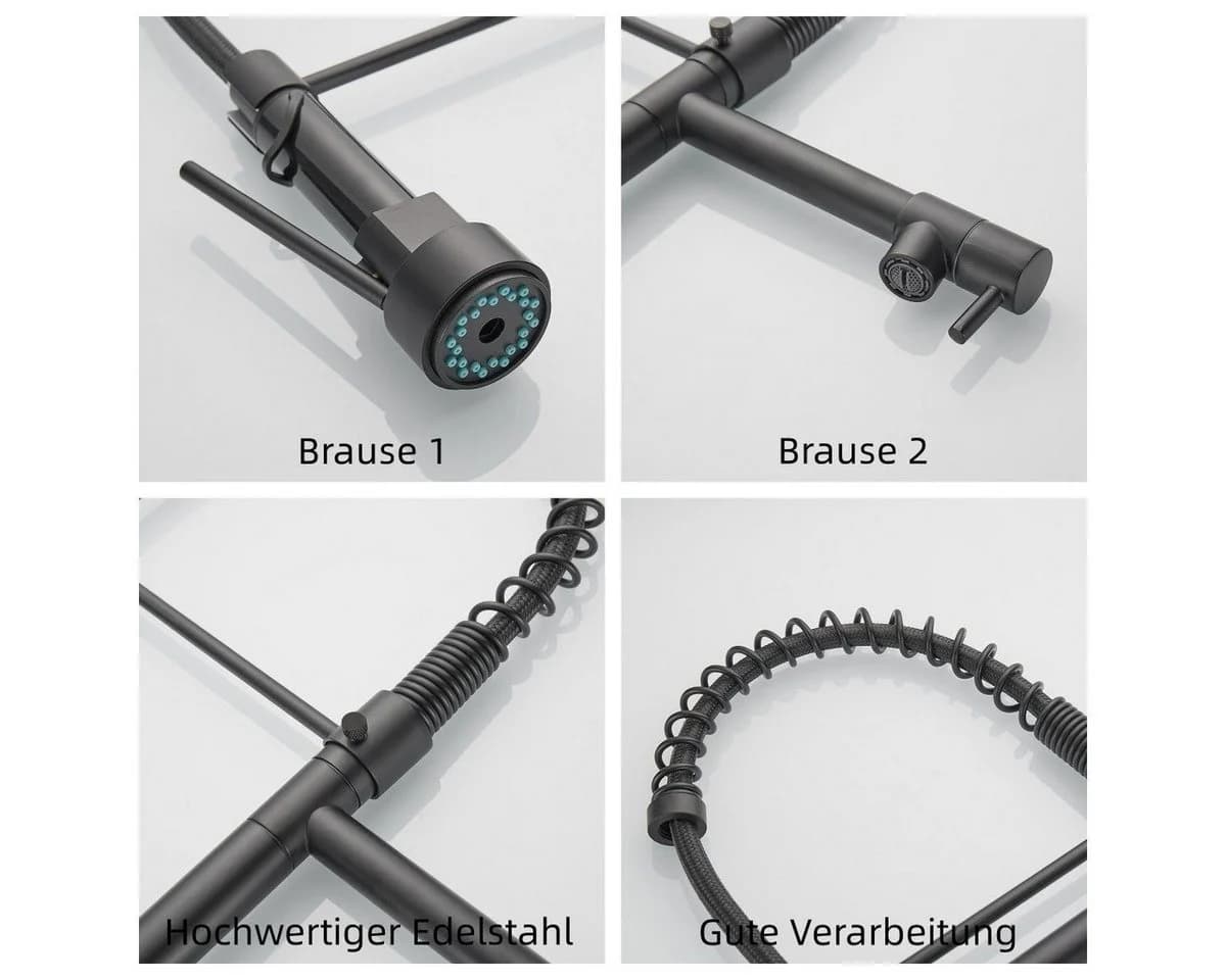 SEHAUSEU Küchenarmatur Schwarz/Silber Abnehmbar - Bild 3