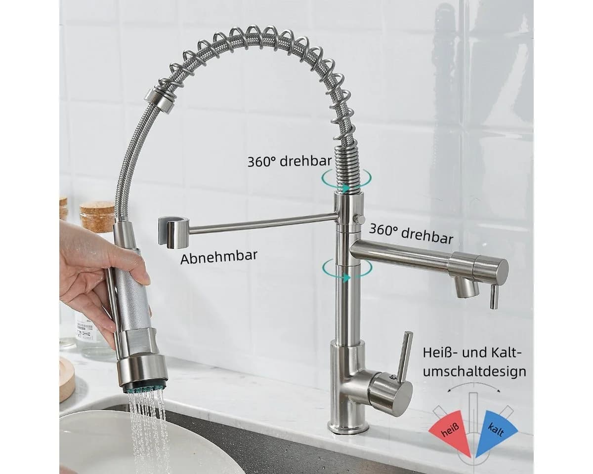 SEHAUSEU Küchenarmatur Schwarz/Silber Abnehmbar - Bild 4