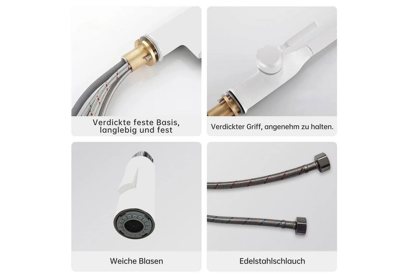 SEHAUSEU Ausziehbare Küchenarmatur Schwarz/Silber/Weiß/Grau - Bild 5