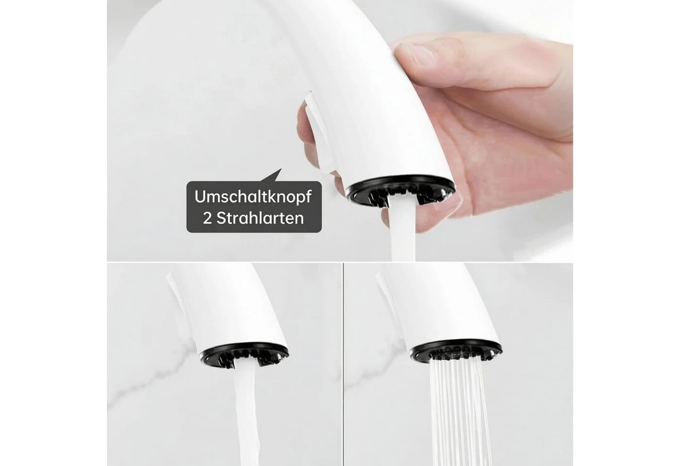 SEHAUSEU Ausziehbare Küchenarmatur Schwarz/Weiß Edelstahl - Bild 5