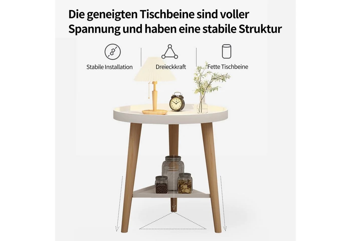 SEHAUSEU Beistelltisch Couchtisch Nachttisch Weiß - Bild 5