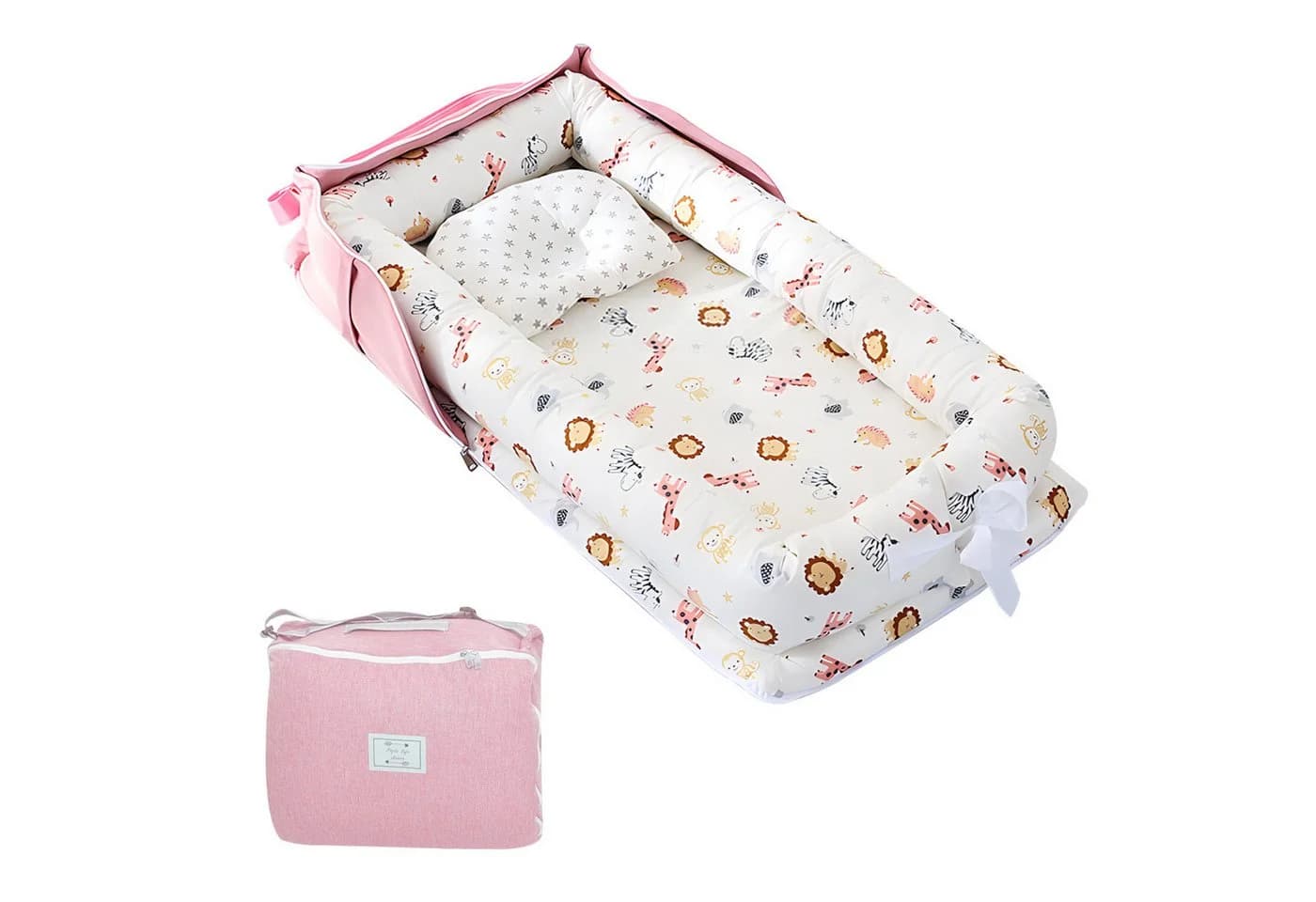 SEHAUSEU Kuschelnest Babykokon Rosa mit Matratze und Kissen - Bild 2