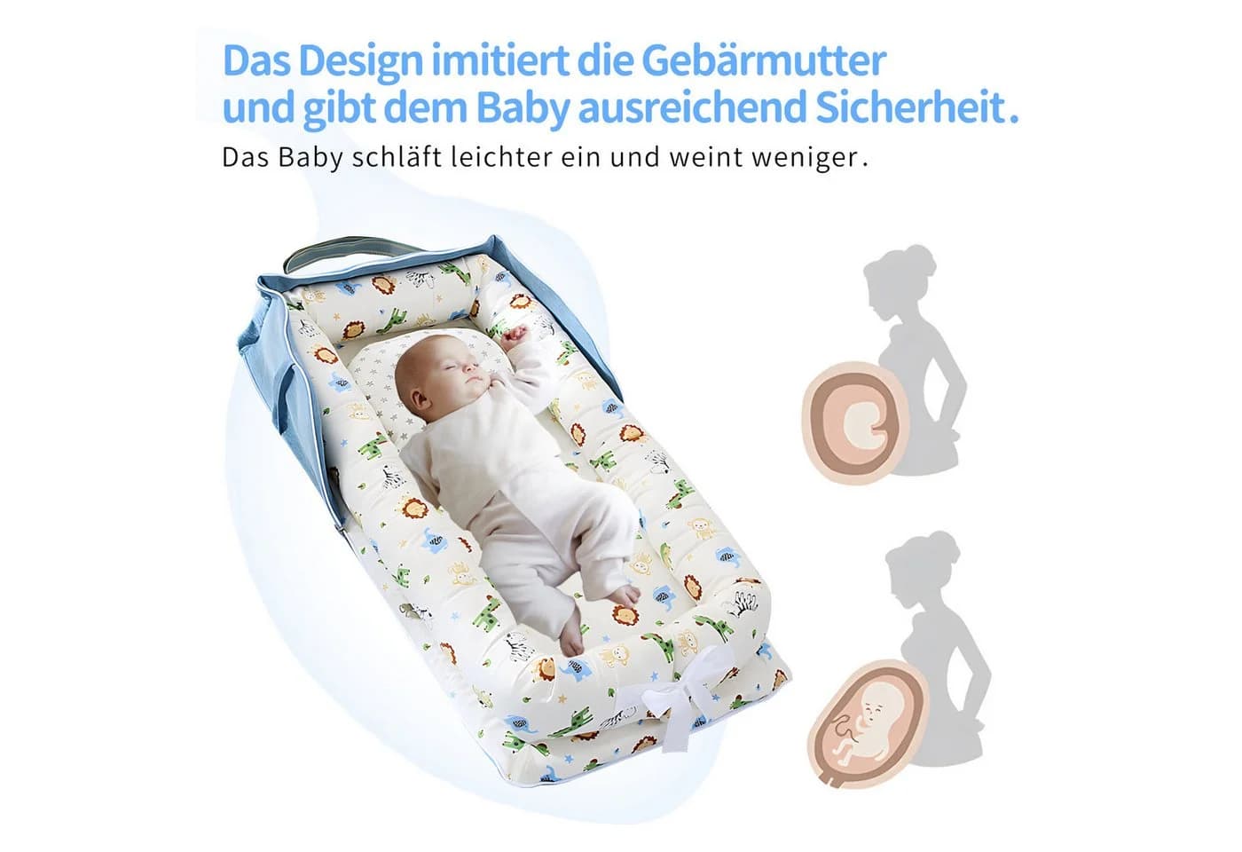 SEHAUSEU Kuschelnest Blau - Babykokon mit Matratze - Bild 5