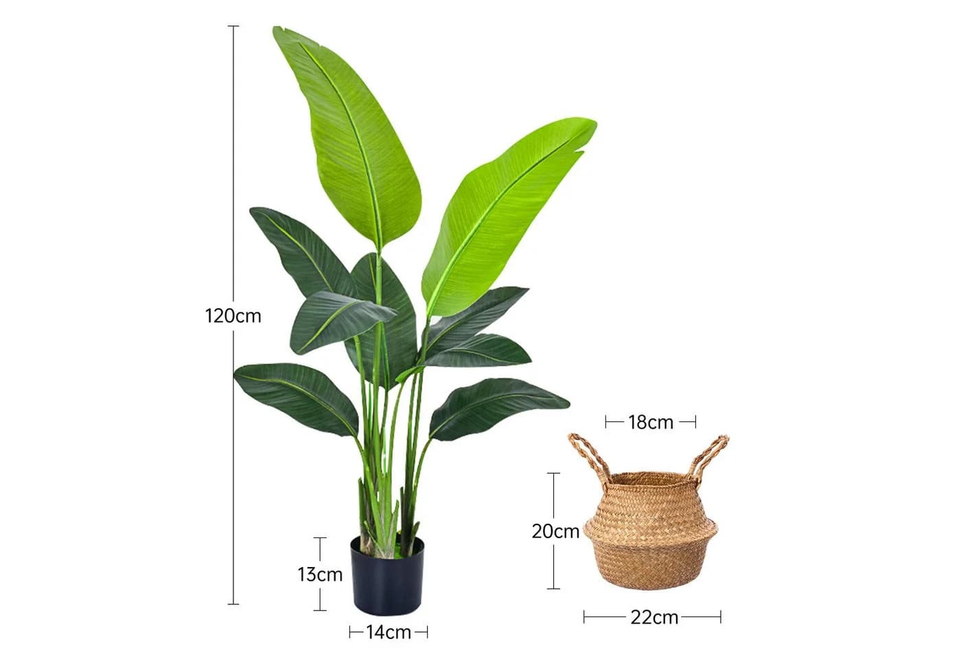 Kunstbaum Kunstpflanze Strelitzie Künstliche Pflanze, Höhe 120 cm/160 cm, SEHAUSEU