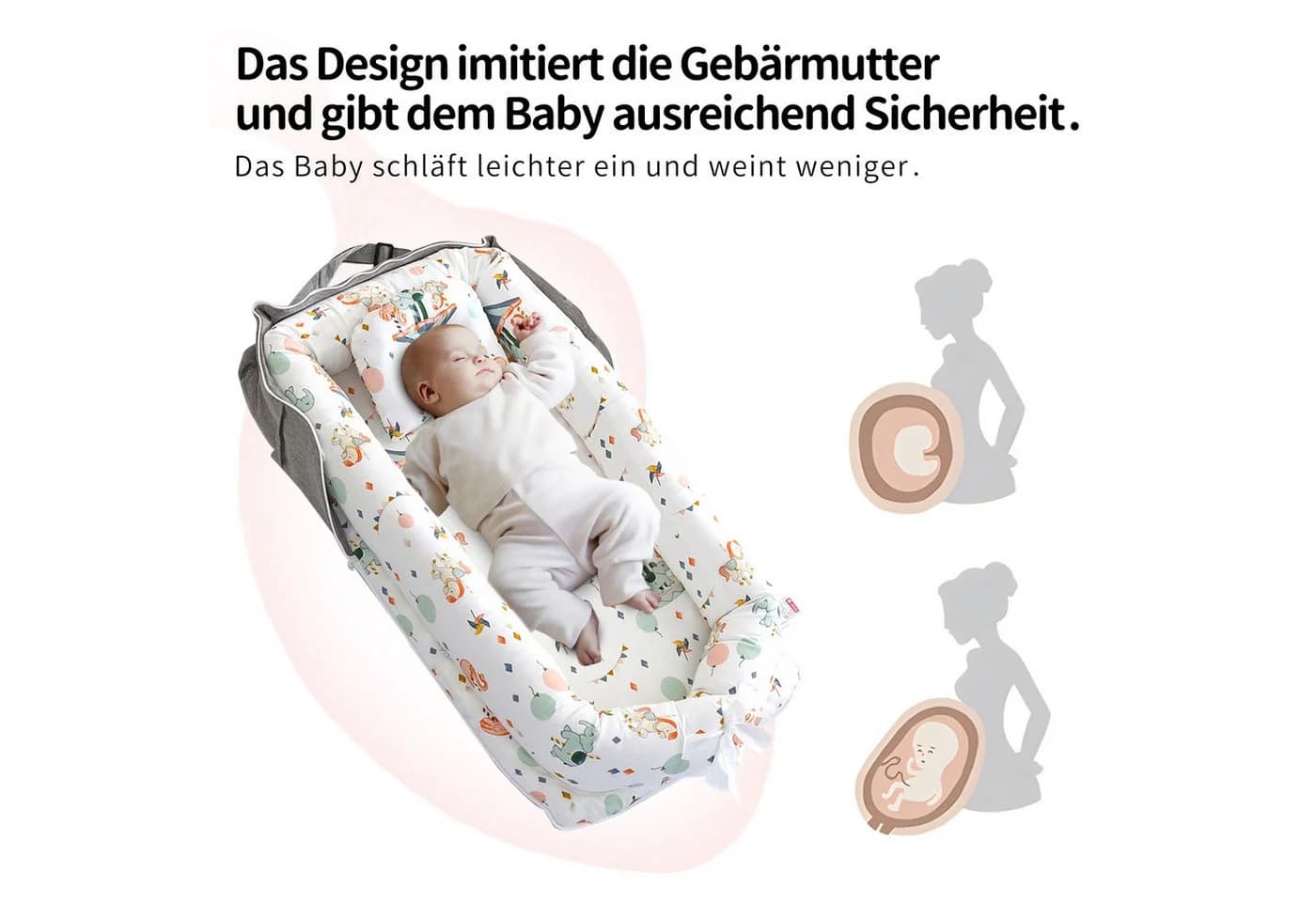 SEHAUSEU Kuschelnest Grau - Babybettchen mit Matratze & Kissen - Bild 5