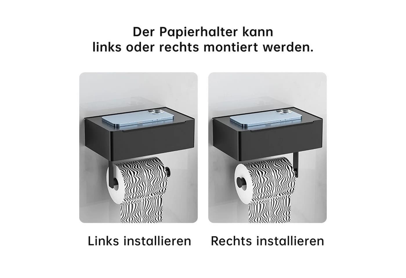 SEHAUSEU Toilettenpapierhalter Edelstahl Weiß/Schwarz - Bild 5