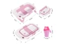 SEHAUSEU Faltbare Babybadewanne mit Thermometer und Haarwaschbecher Grün/Rosa Bild 1