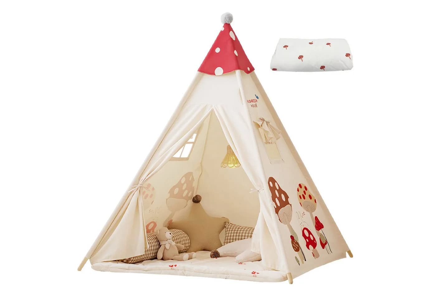 SEHAUSEU Spielzelt Tipi-Zelt Kinderzelt mit Bodenmatte - Bild 2