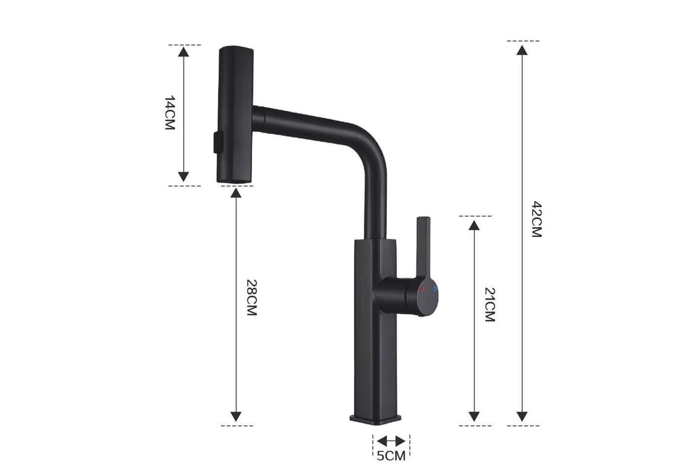 SEHAUSEU Ausziehbare Küchenarmatur Schwarz/Silber 3 Strahlarten Edelstahl