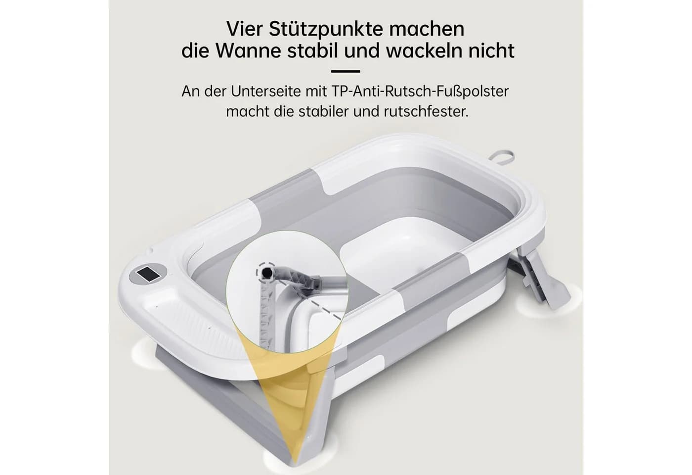 SEHAUSEU Faltbare Babybadewanne mit Thermometer und Kissen - Grün/Rosa - Bild 5