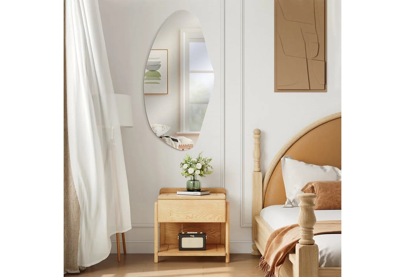 SEHAUSEU Asymmetrischer Wandspiegel Deko Ganzkörper Badspiegel Modern - Bild 4