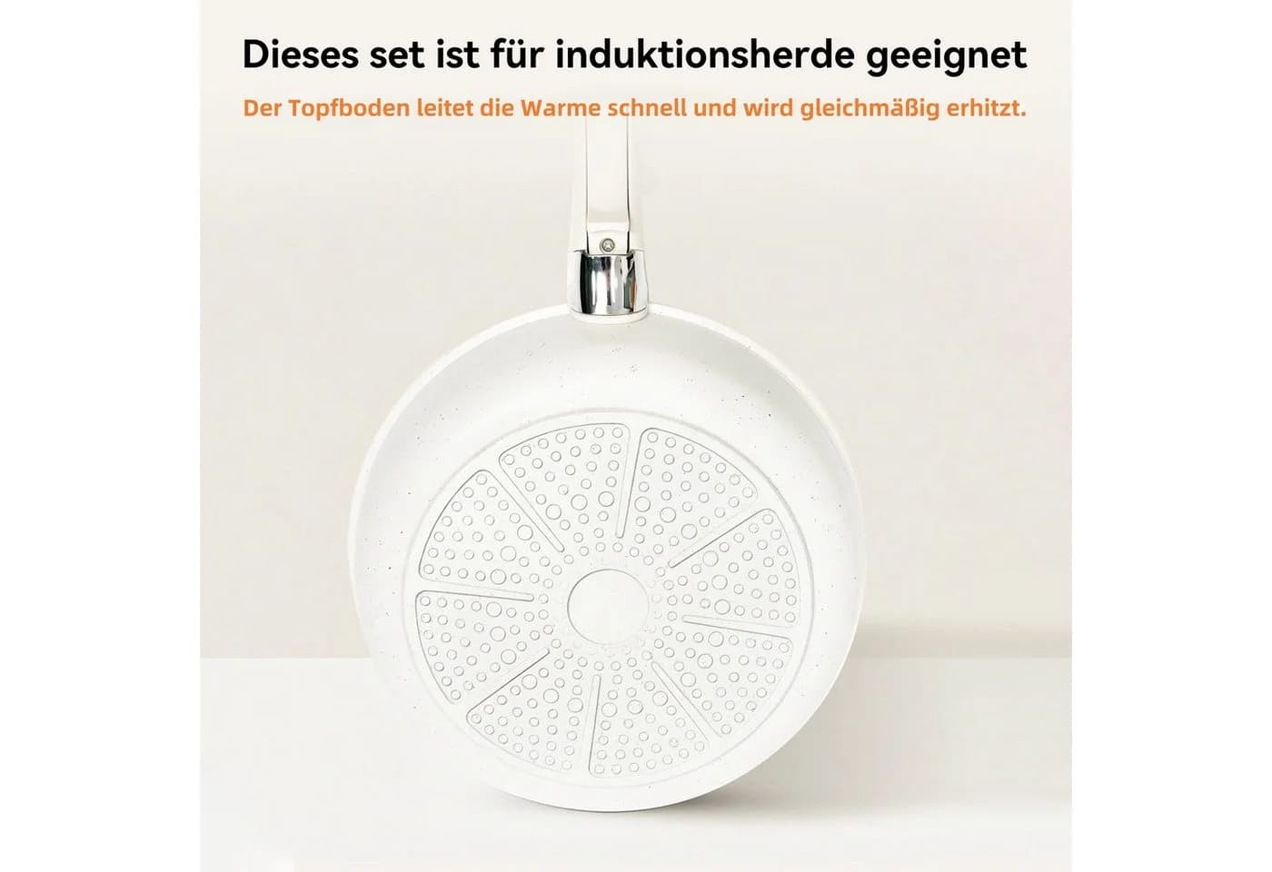 SEHAUSEU Pfannen-Set Topf-Set Kasserolle Bratpfanne Antihaft, weiß, 11-tlg. - Bild 4