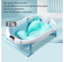 SEHAUSEU Babybadewanne faltbar mit Thermometer, Haarwaschbecher, verstellbarem Kissen-Matratze Bild 4