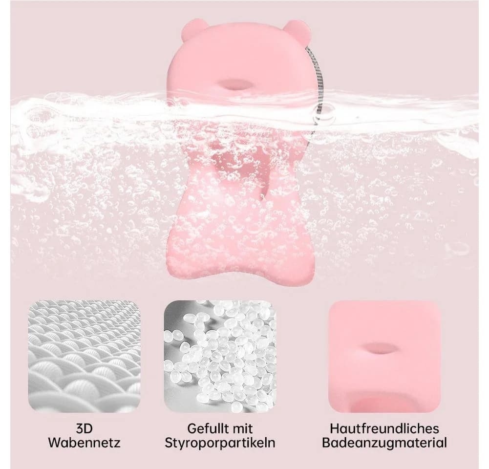 SEHAUSEU Babybadewanne faltbar mit Thermometer, Haarwaschbecher, verstellbarem Kissen - Bild 5